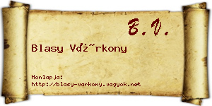 Blasy Várkony névjegykártya